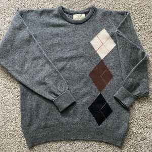 Lord Jeff Shetland Wool Scotland Argyle Sweater Womens Size L Made in Ireland